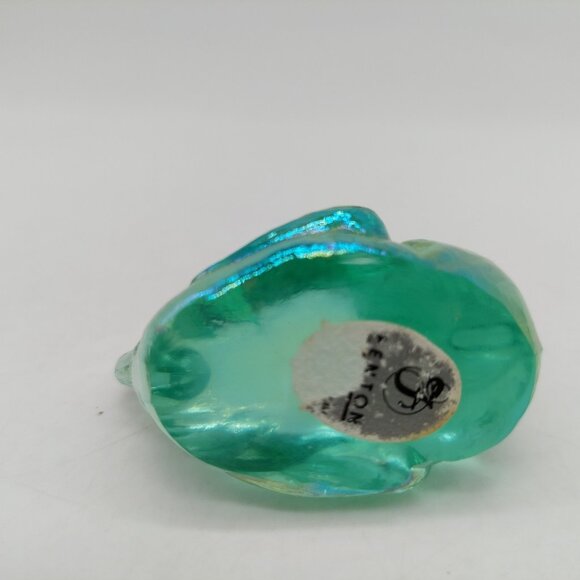 Fenton Glass Mini Chicken Miniature Hen Pets Iridescent Green Glase - Picture 7 of 7